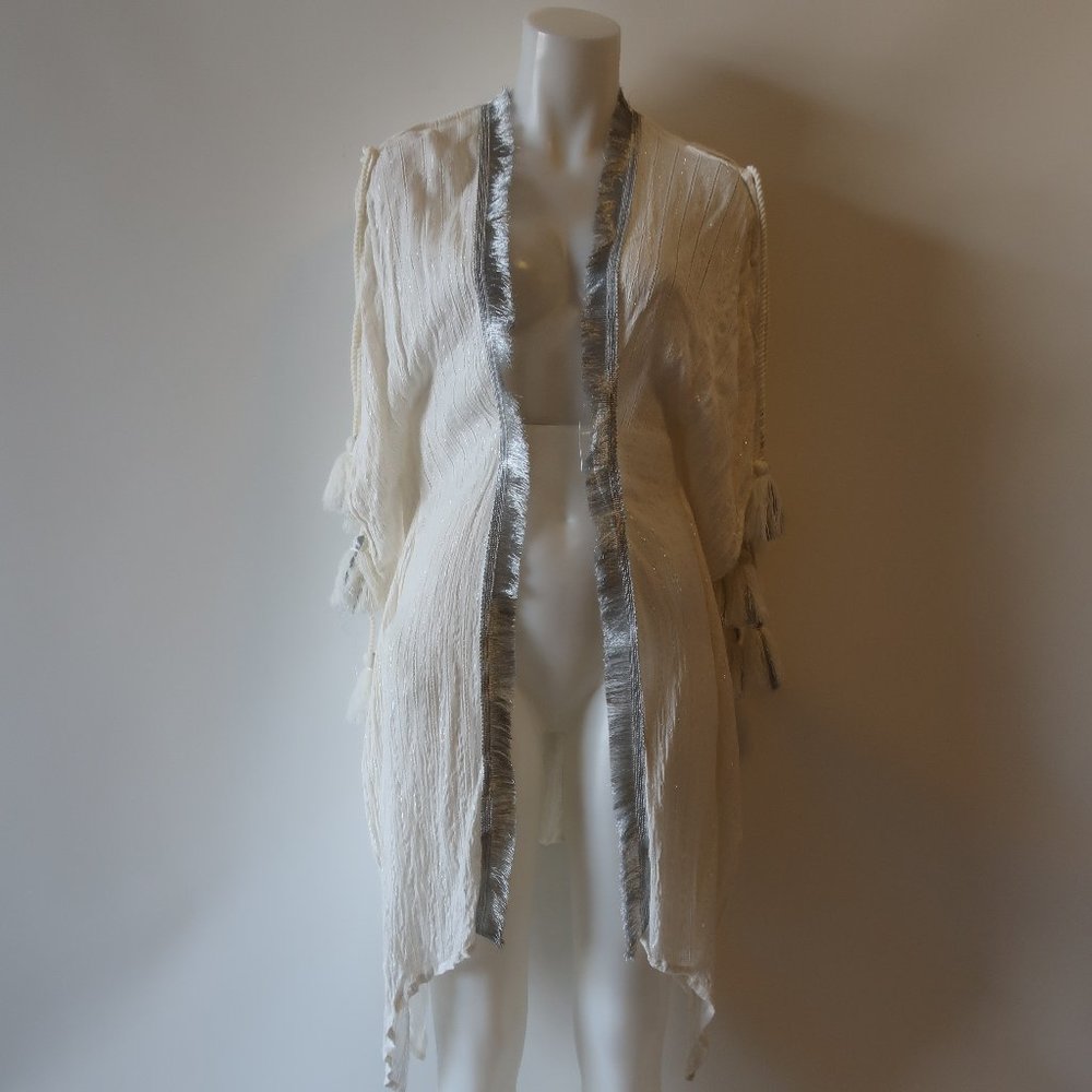 A&B CREAM/SILVER SWIM COVERUP - SZ S/M